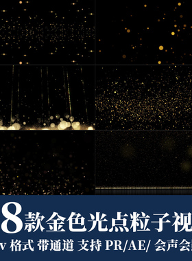 pr视频素材唯美金色光点光斑ae粒子闪烁飘动mov动画alpha透明通道