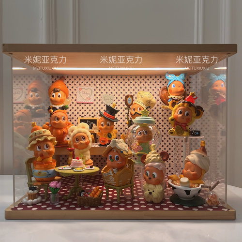 适用泡泡玛特星星人美味时刻系列手办盲盒收纳场景展示盒摆件礼物