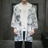 2021中国风印花五分袖开衫汉服防晒衣QT4003-2103-P40，男装风衣，星座815（原A203）