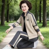 女时尚 运动套装 高端外套宽松休闲服三件套 2026新款 中老年妈妈春季