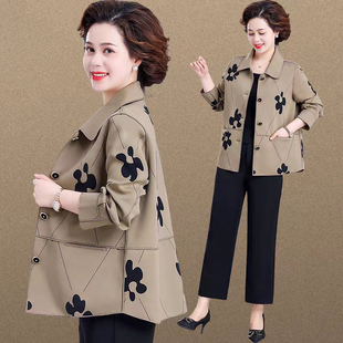 風(fēng)衣休閑外套女奶奶50多歲新中式 國風(fēng)上衣夾克 短款 中老年媽媽秋季