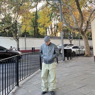 水洗宽腿绿色Baggy伞兵裤 ACKMANCA T02