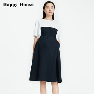 快乐屋孕妇拼接凉感抗皱仿两件可哺乳连衣裙夏季外出辣妈孕妇裙