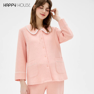 快乐屋月子服加棉冬季 产后加厚产妇浦乳期娃娃领11月份哺乳衣套装