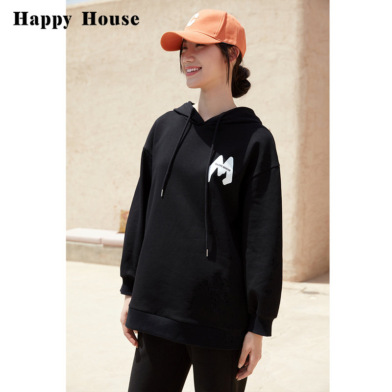 快乐屋连帽中长款孕妇卫衣2026新款秋装上衣打底衫时尚孕妇装春秋