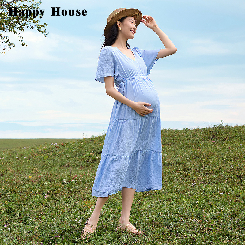 孕妇蛋糕连衣裙夏装2025新款V领
