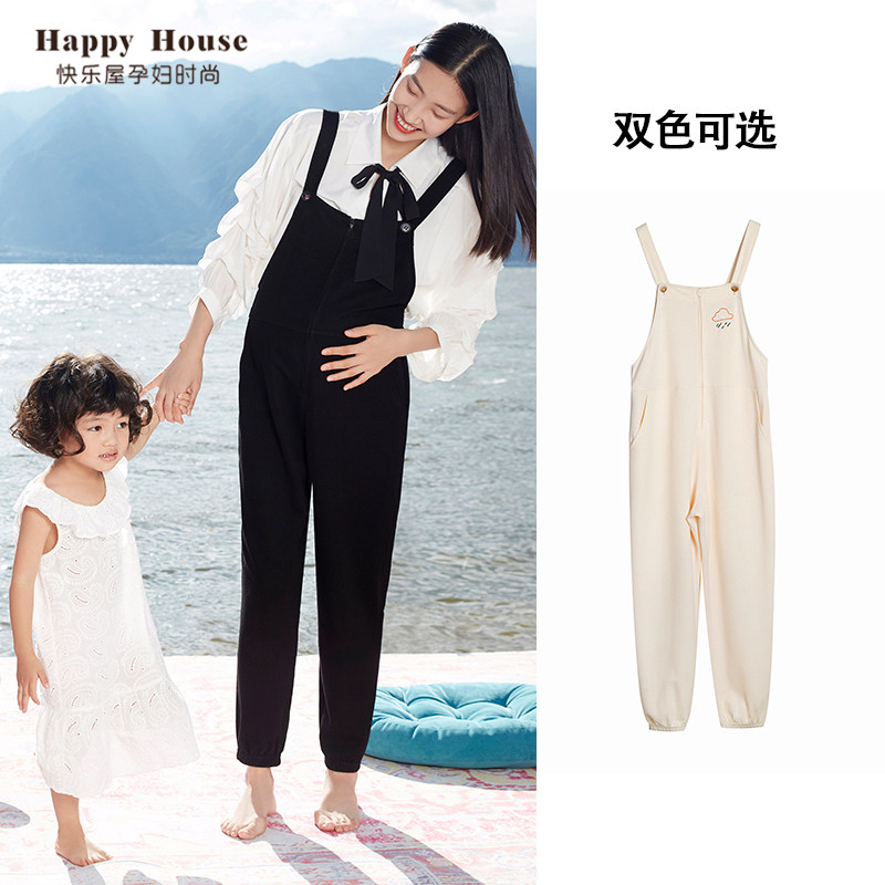快乐屋孕妇背带裤春夏2026新款时尚孕中期针织裤束口孕妇裤子春装