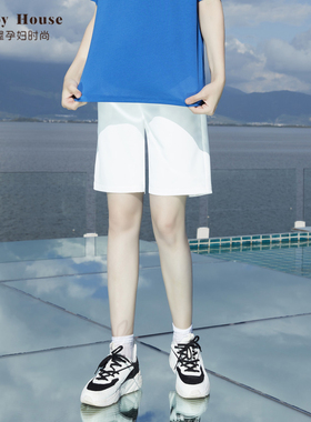 快乐屋夏季外穿孕晚期薄款通勤风五分裤斜纹夏装中裤孕妇裤子外穿