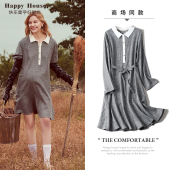 长袖 快乐屋孕妇连衣裙春装 遮肚不显怀时尚 千鸟格孕妇装 裙 2026新款