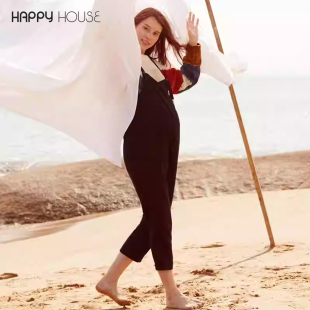 春秋款 外穿裤 宽松九分裤 可调节托腹裤 子 2025新款 快乐屋孕妇背带裤