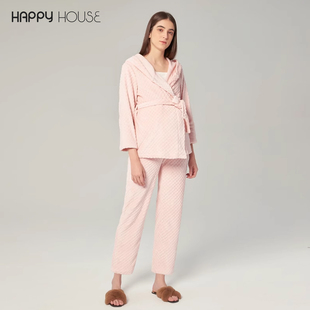 快乐屋孕妇月子服秋冬季 产后保暖睡衣加厚加绒怀孕期产妇家居服女