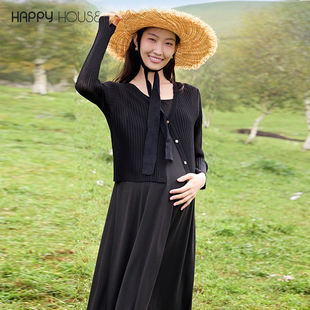 孕妇上衣外穿小衫 V领针织开衫 春 时尚 快乐屋孕妇外搭春秋2025新款