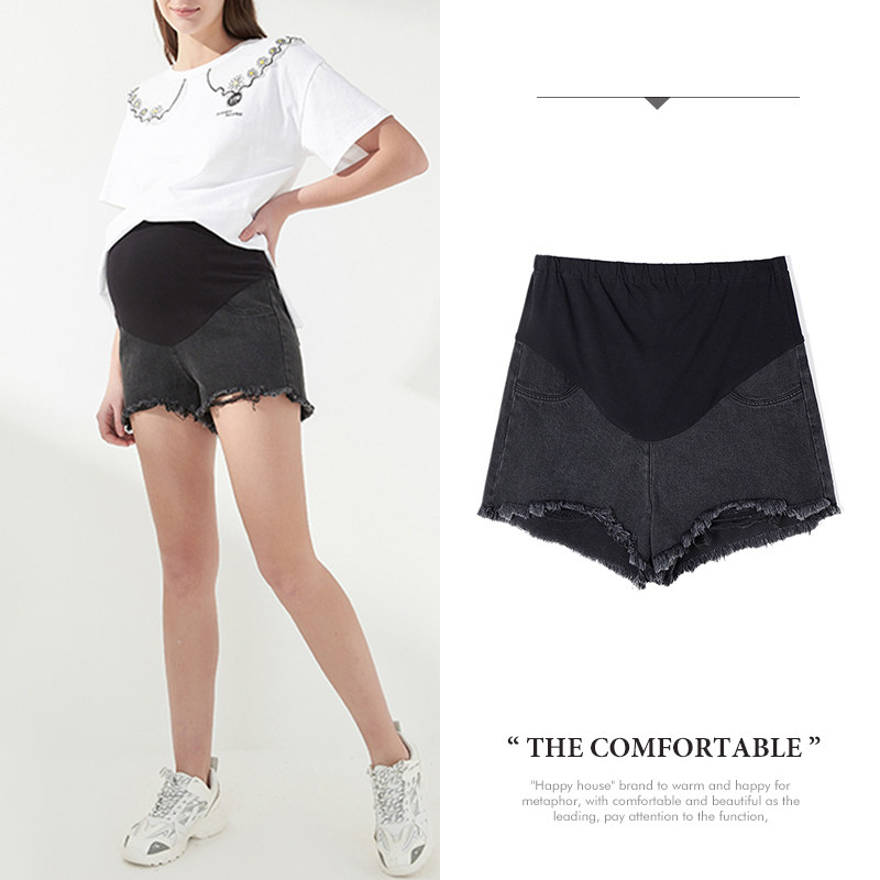 快乐屋孕妇裤夏季薄款外穿短裤托腹牛仔五分裤孕妇夏装时尚显瘦