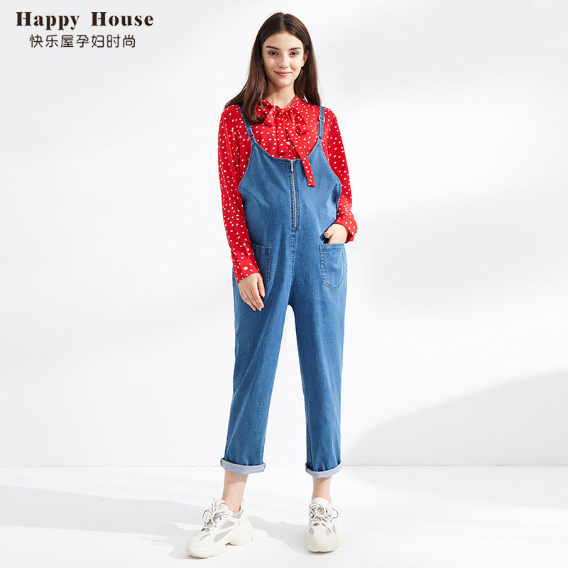 Happy House pregnant woman cowboy rompers Easy Large 2022 Spring new pattern Stomach lift Curling adjust trousersin the Maternity/Maternal supplies/Nutrition , Maternity Pants/Prop belly pants, Pregnant Bib category - from Buy2taobao.com to provide professional Taobao agent buy service