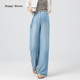 时尚 牛仔裤 子夏季 夏装 不勒裤 2026新款 直筒裤 快乐屋孕妇阔腿裤 薄款