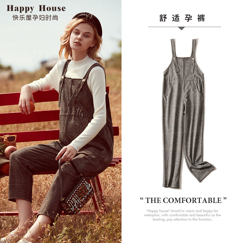 快乐屋孕妇裤子洋气2026新款格子毛呢孕妇背带裤英伦孕妇长裤春秋,孕妇装/孕产妇用品/营养,孕妇背带裤,淘宝优惠券,粉丝福利购,淘宝优惠卷
