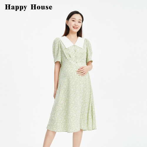 快乐屋孕妇碎花连衣裙凉爽显瘦