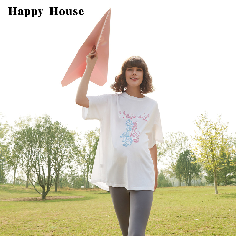 快樂屋小熊印花孕婦短袖上衣