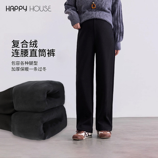 显瘦外穿加绒休闲裤 快乐屋孕妇裤 棉感直筒裤 2026新款 冬 无托腹冬装