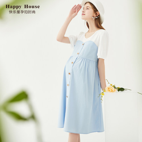 快乐屋2026年夏季短袖孕妇连衣裙
