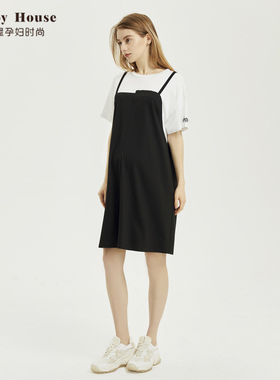 快乐屋孕妇可哺乳仿两件针织哥弟连衣裙2026新款夏季孕妇裙哺乳衣