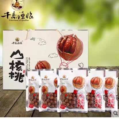 包邮 新货千岛湖特产 千岛渔娘山核桃228g*6袋礼盒装手剥大籽送礼