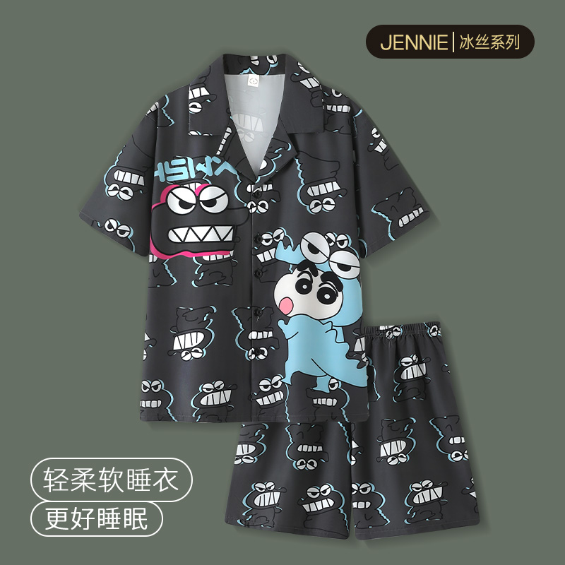 蜡笔小新睡衣男款夏季2025新款冰丝短袖短裤夏天薄款家居服两件套