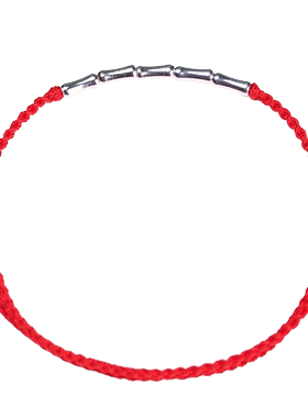 S925银竹节手链女生红色本命年