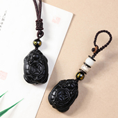 天然乌金黑曜石龙龟吊坠玄武挂件2026马年吉祥物本命年男女款 项链