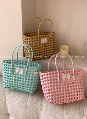 thefifthmoon春夏镂空手工编织手提菜篮子宝宝女伴手礼海边沙滩包