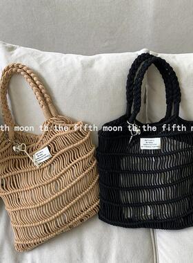 thefifthmoon简约随性法式镂空手工编织包渔网包沙滩包拍照好看