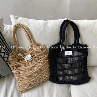 thefifthmoon简约随性法式 镂空手工编织包渔网包沙滩包拍照好看