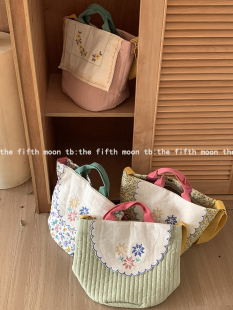 thefifthmoon可爱温柔碎花樱桃大容量绗缝妈咪收纳包手提斜挎包