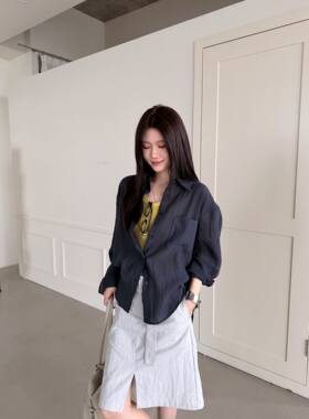 韩版新款宽松慵懒风长袖气质衬衫女士高级小众不撞款高知小资上衣