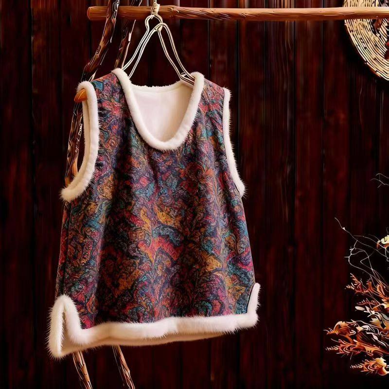 捡漏2025改良版套头背心加绒加厚秋冬国风中式外穿百搭洋气马夹式