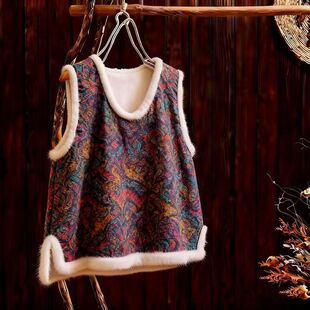 捡漏2025改良版套头背心加绒加厚秋冬国风中式外穿百搭洋气马夹式