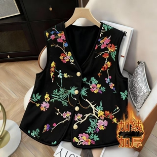加绒加厚保暖马甲2025秋冬新款防寒外套护胃坎肩背心纽扣开衫上衣