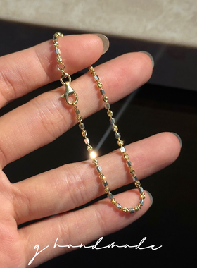 G HANDMADE 超闪分色手链切面六角珠925纯银意大利高级感