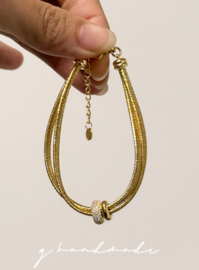 G HANDMADE 金弦线手链925纯银镀金简约时尚百搭手镯轻奢气质