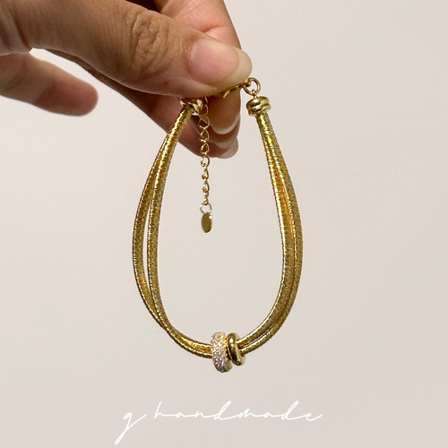 G HANDMADE 金弦线手链925纯银镀金简约时尚百搭手镯轻奢气质