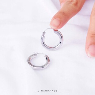 关山月手作 简约极简风耳环 复古celi贵牌 高版本铜镀厚白金耳圈