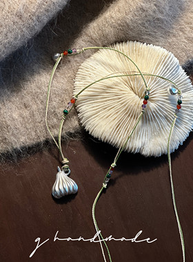 G HANDMADE 南瓜铜镀银毛衣链项链串珠手工编织绳可调节设计感