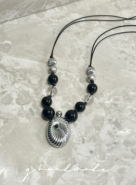 G HANDMADE 香水瓶铜镀金毛衣链黑玛瑙白水晶耳环项链串珠叠戴