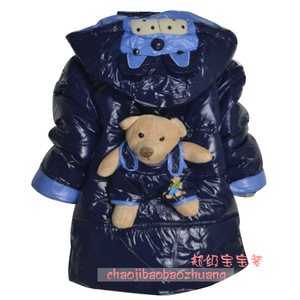 1302 冬装新款韩版卡通小熊男童加厚保暖棉服男孩亮面棉衣