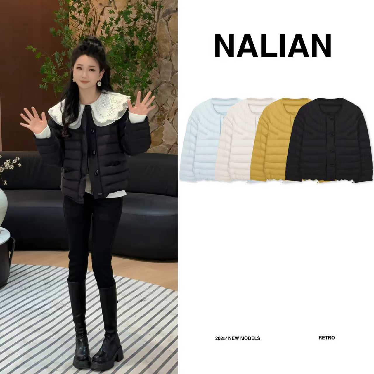 BT8801#圆领单排扣羽绒服外套8801