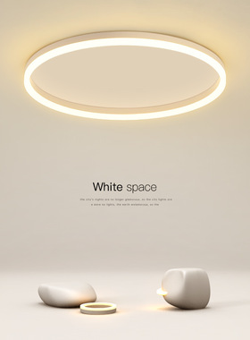 led简约现代圆形大气房间主卧室灯吸顶灯超薄客厅书房灯中山灯具
