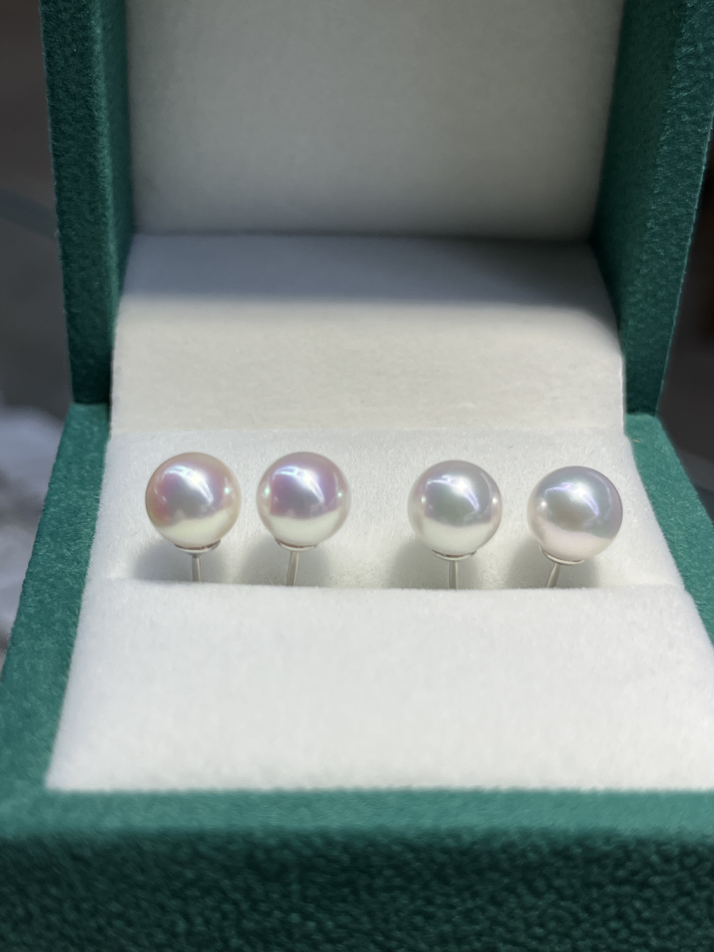 日本akoya天然海水珍珠耳钉耳环18K金925银天女级简单耳饰女百搭