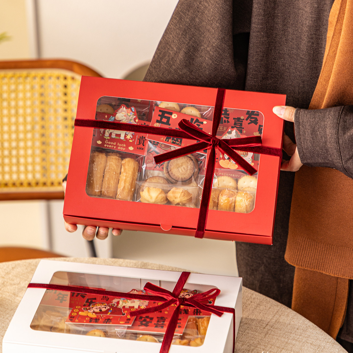 2026新年年货曲奇包装盒马年春节雪花酥饼干盒子烘焙糖果礼盒空