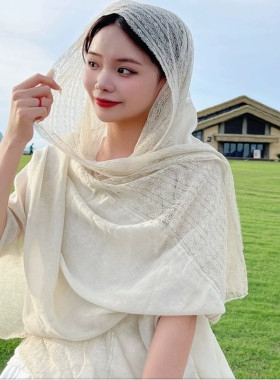 棉麻纯色轻薄围巾时尚女外搭披肩旅游文艺百搭丝巾春夏防晒披肩