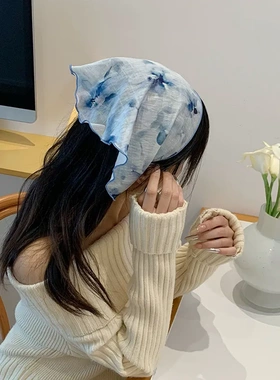 三角巾围脖女时尚夏季防晒领巾包头巾古风发带护颈领巾小丝巾